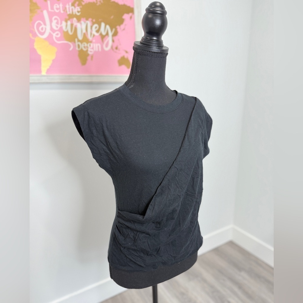 A new day Black Faux Wrap Short Sleeve Women’s Top (S)